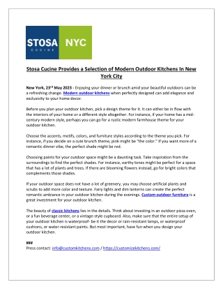 Stosa Cucine Provides a Selection of Modern Outdoor Kitchens In New York City