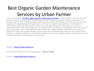 Best Organic Garden Maintenance Services by Urban Farmer