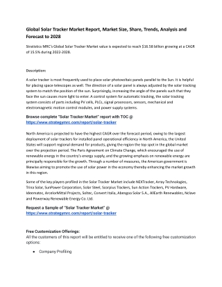 Global Solar Tracker Market Report, Market Size, Share, Trends, Analysis