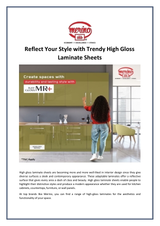 Reflect Your Style With Trendy High Gloss Laminate Sheets