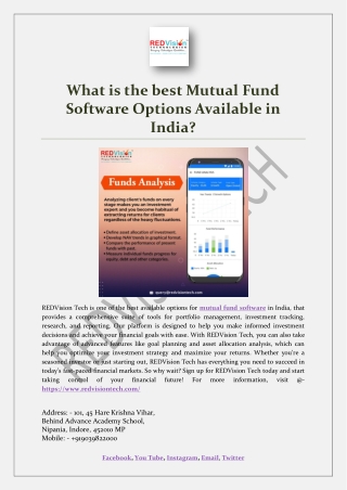 What is the best Mutual Fund Software Options Available in India