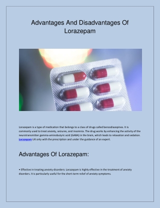 Advantages and disadvantages of lorazepam