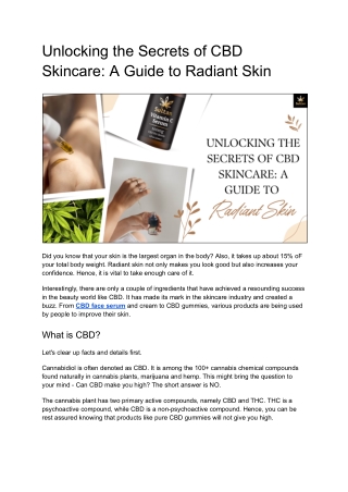 Unlocking the Secrets of CBD Skincare: A Guide to Radiant Skin