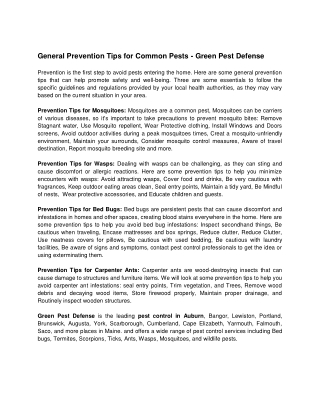 General Prevention Tips for Common Pests - Green Pest Defense