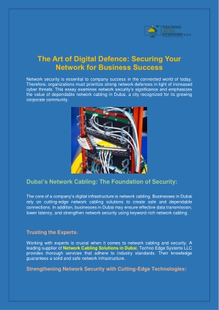 The Art of Digital Defence Securing Your Network for Business Success