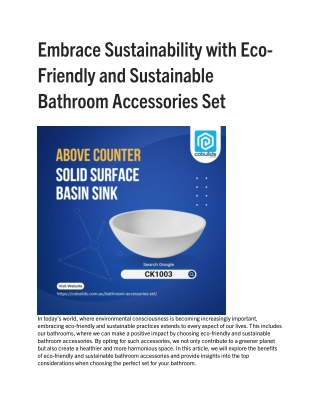 Embrace Sustainability with Eco-Friendly and Sustainable Bathroom Accessories Set