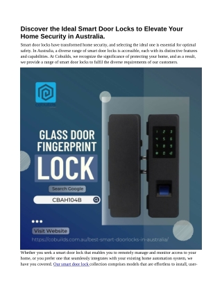 Discover the Ideal Smart Door Locks to Elevate Your Home Security in Australia