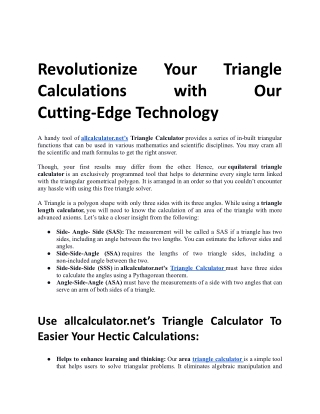 Revolutionize Your Triangle Calculations with Our Cutting-Edge Technology