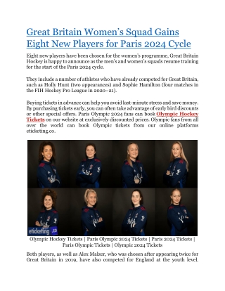 Great Britain Women's Squad Gains Eight New Players for Paris 2024 Cycle