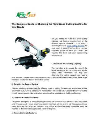 The Complete Guide to Choosing the Right Wood Cutting Machine for Your Needs