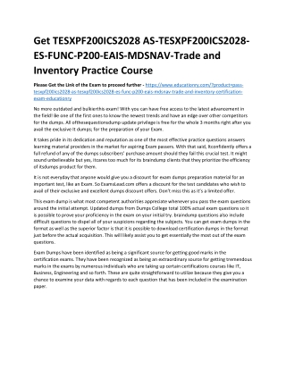 TESXPF200ICS2028 AS-TESXPF200ICS2028-ES-FUNC-P200-EAIS-MDSNAV-Trade and Inventor