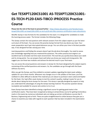 TESXPT120ICS1001 AS-TESXPT120ICS1001-ES-TECH-P120-EAIS-TIBCO iPROCESS