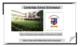 Top 10 Senior Secondary Schools In Delhi