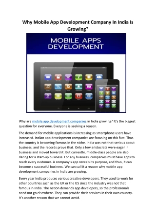 Grounds For Mobile App Development Companies Growth