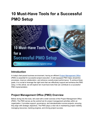 10 Must-Have Tools for a Successful PMO Setup