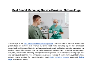 Best Dental Marketing Service Provider | Saffron Edge