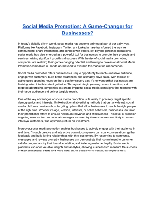 Social Media Promotion: A Game-Changer for Businesses?