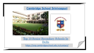 Top 10 Senior Secondary Schools In Delhi