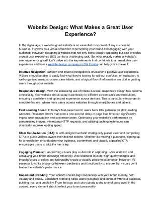 Website Design: What Makes a Great User Experience?