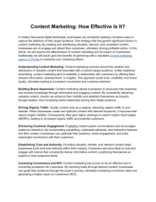 Content Marketing: How Effective Is It?