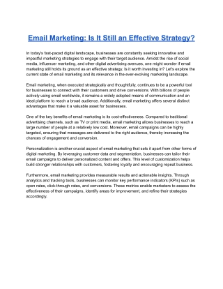 Email Marketing: Is It Still an Effective Strategy?