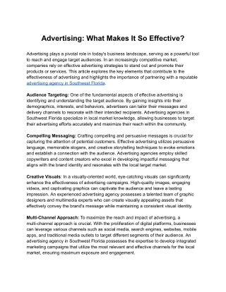 Advertising: What Makes It So Effective?