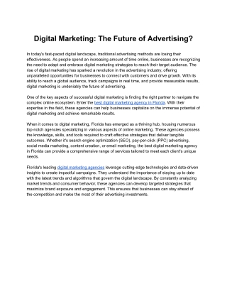 Digital Marketing: The Future of Advertising?