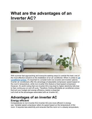 What are the Benefits of an Inverter AC