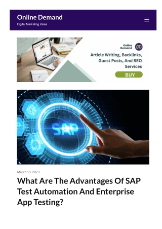 What Are The Advantages Of SAP Test Automation And Enterprise App Testing