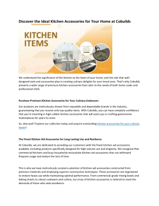 Discover the Ideal Kitchen Accessories for Your Home at Cobuilds