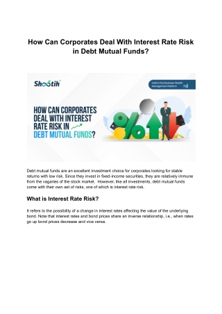How Can Corporates Deal With Interest Rate Risk in Debt Mutual Funds?