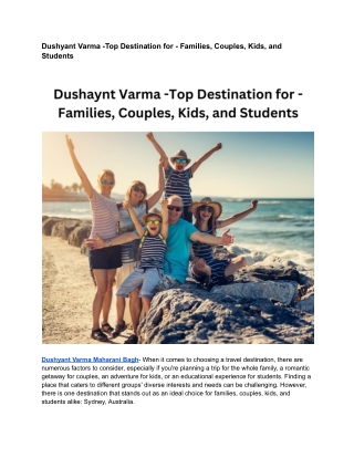 Dushyant Varma -Top Destination for - Families, Couples, Kids, and Students