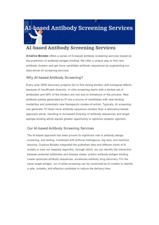 AI-based Antibody Screening Services