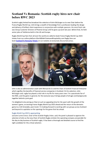 Scotland Vs Romania Scottish rugby hires new chair before RWC 2023