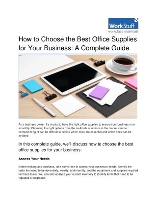 How to Choose the Best Office Supplies for Your Business_ A Complete Guide