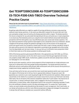 TESXPT200ICS2008 AS-TESXPT200ICS2008-ES-TECH-P200-EAIS-TIBCO Overview Technical