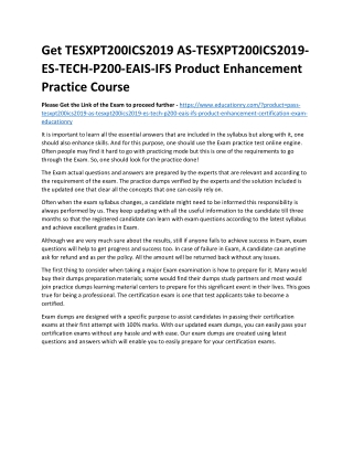 TESXPT200ICS2019 AS-TESXPT200ICS2019-ES-TECH-P200-EAIS-IFS Product Enhancement