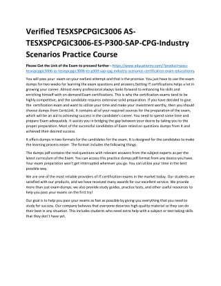 TESXSPCPGIC3006 AS-TESXSPCPGIC3006-ES-P300-SAP-CPG-Industry Scenarios