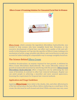 Eflora Cream A Promising Solution For Unwanted Facial Hair In Women