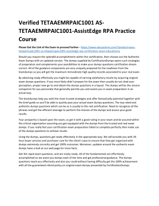 TETAAEMRPAIC1001 AS-TETAAEMRPAIC1001-AssistEdge RPA