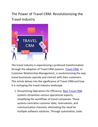 The Power of Travel CRM Revolutionizing the Travel Industry