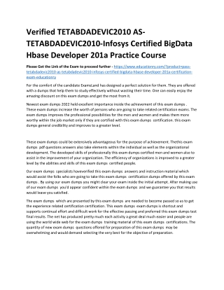 TETABDADEVIC2010 AS-TETABDADEVIC2010-Infosys Certified BigData Hbase Developer 2