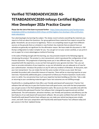 TETABDADEVIC2020 AS-TETABDADEVIC2020-Infosys Certified BigData Hive Developer 20