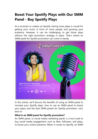 Boost Your Spotify Plays with Our SMM Panel - Buy Spotify Plays