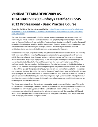 TETABIADEVIC2009 AS-TETABIADEVIC2009-Infosys Certified BI SSIS 2012 Professional