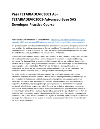 TETABIADEVIC3001 AS-TETABIADEVIC3001-Advanced Base SAS Developer