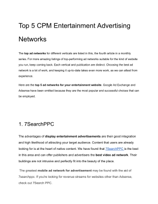 Top 5 CPM Entertainment Advertising Network -7search ppc