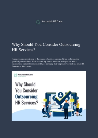 Why Should You Consider Outsourcing  HR Services?