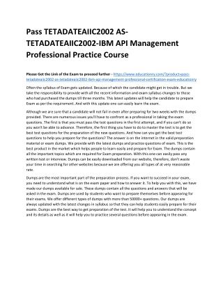 TETADATEAIIC2002 AS-TETADATEAIIC2002-IBM API Management Professional