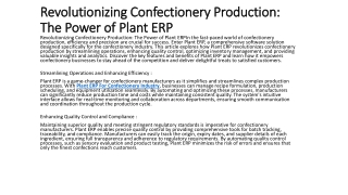 Revolutionizing Confectionery Production: The Power of Plant ERP